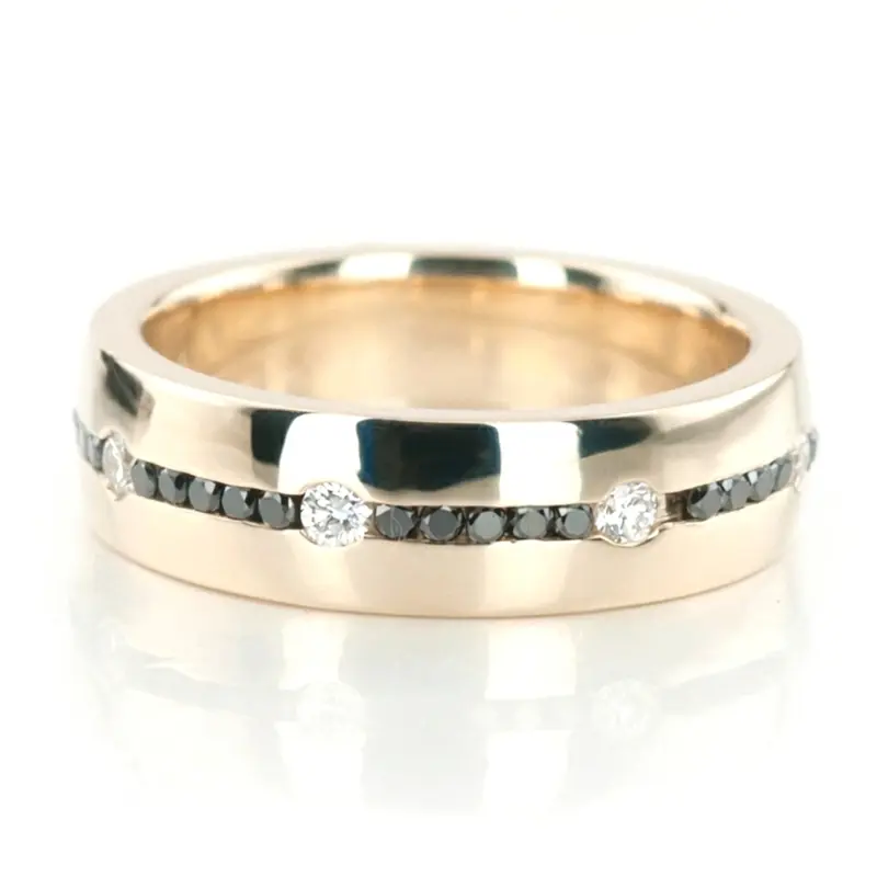 10K yellow gold 6mm. high polish diamond-classic-round-cut-wedding-ring - alternate view 4