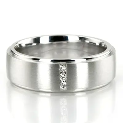 Simple Three Stone Wedding Band - view 1 of 4