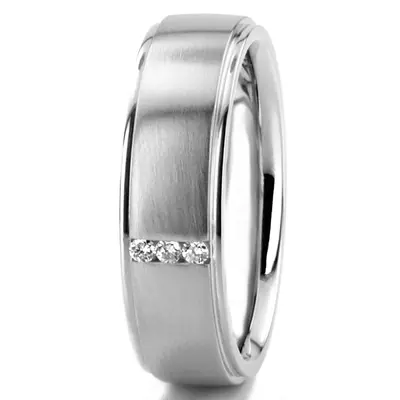 Simple Three Stone Wedding Band - view 3 of 4