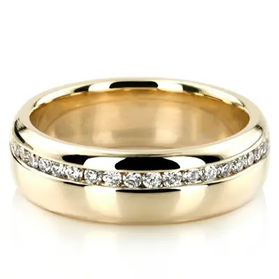 Off-Center Channel Set Diamond Wedding Ring - view 1 of 4