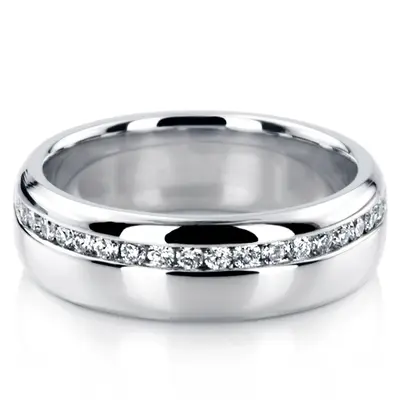 Off-Center Channel Set Diamond Wedding Ring - view 2 of 4