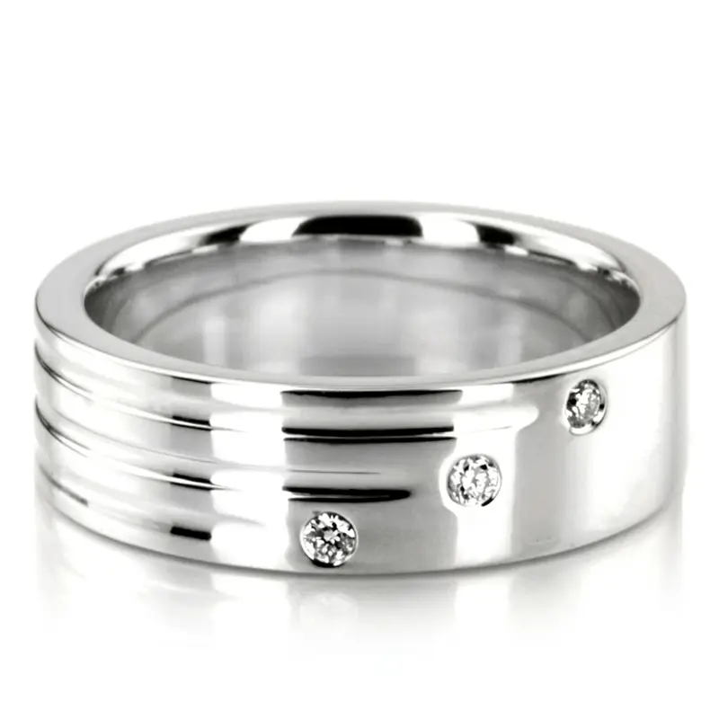 18K white gold 6mm. high polish diamond-wedding-ring - main view