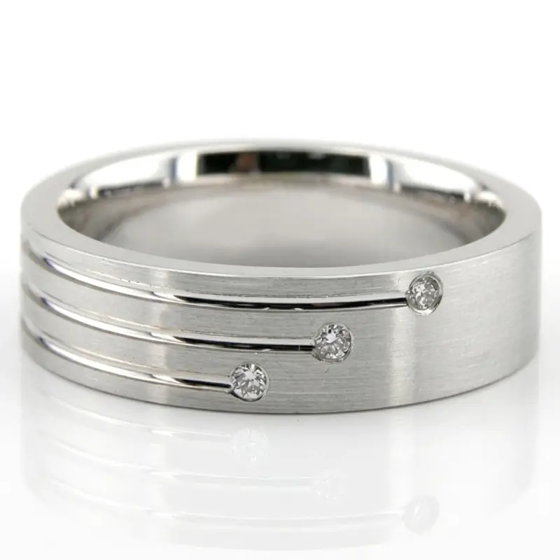 18K white gold 6mm. satin finish diamond-wedding-ring - alternate view 3