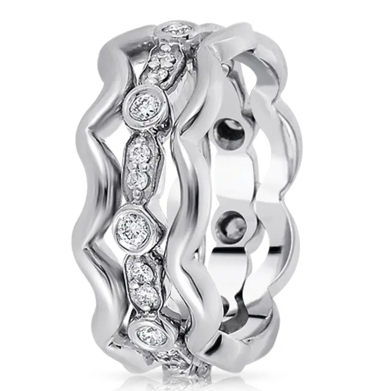18K white gold 8mm. high polish diamond-classic-round-cut-wedding-band - main view