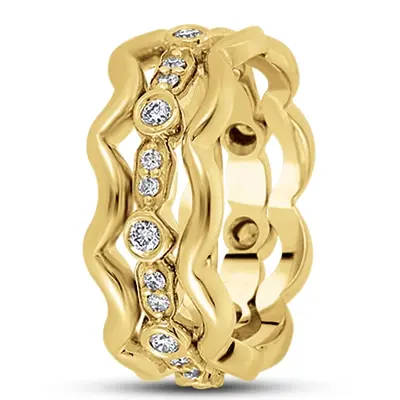 18K yellow gold 8mm. high polish diamond-classic-round-cut-wedding-band - alternate view 2 thumbnail