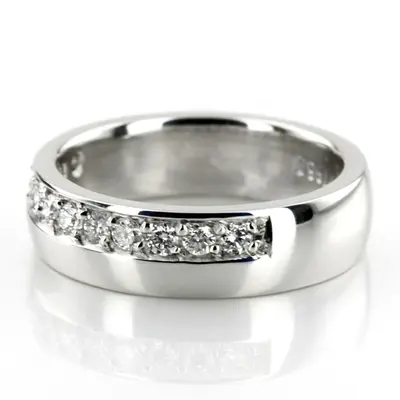 Pave Set Diamond Classic Wedding Band alternate view