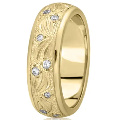 Pave Set Floral Diamond Wedding Band - view 1 of 2