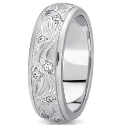 Pave Set Floral Diamond Wedding Band - view 2 of 2