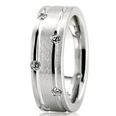 platinum 7mm. satin diamond-classic-round-wedding-rings - alternate view 5 thumbnail