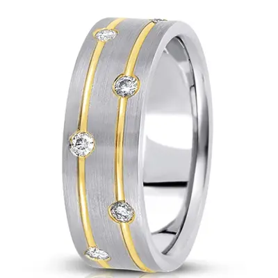 platinum 7mm. satin diamond-classic-round-wedding-rings - alternate view 4 thumbnail