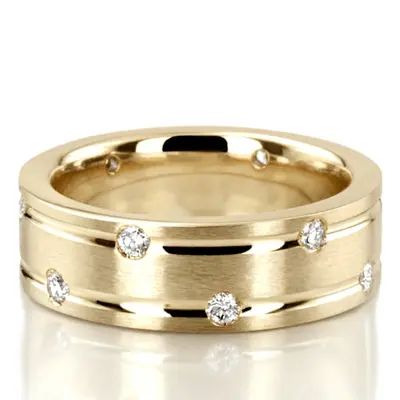 platinum 7mm. satin diamond-classic-round-wedding-rings - alternate view 3 thumbnail