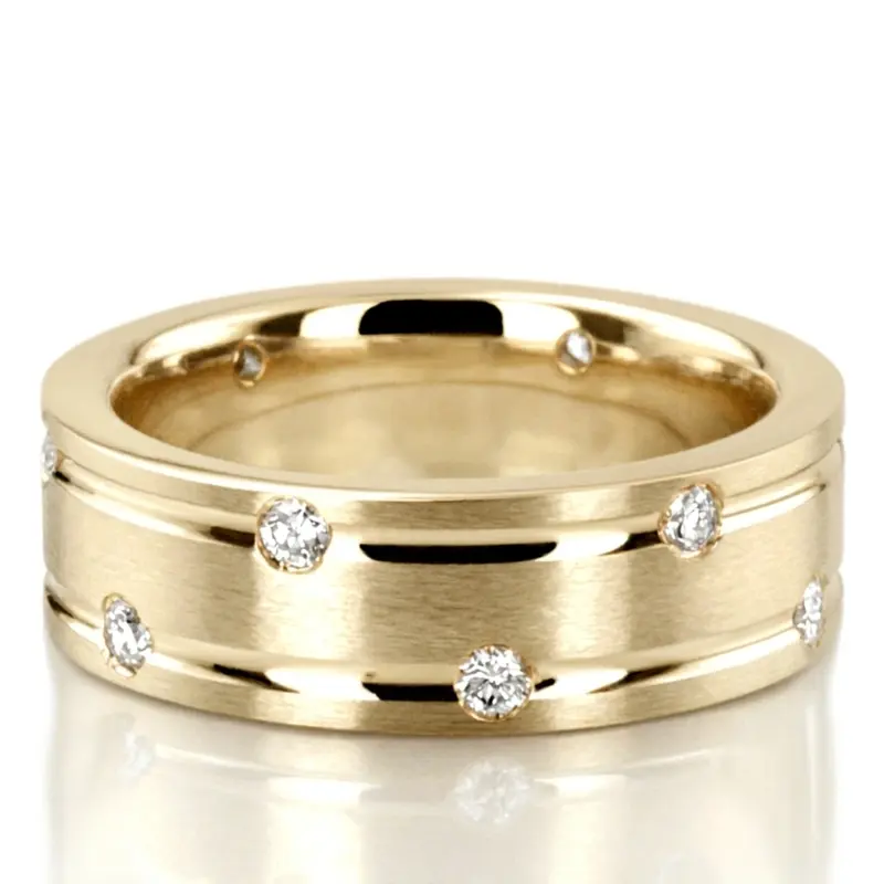 platinum 7mm. satin diamond-classic-round-wedding-rings - alternate view 3