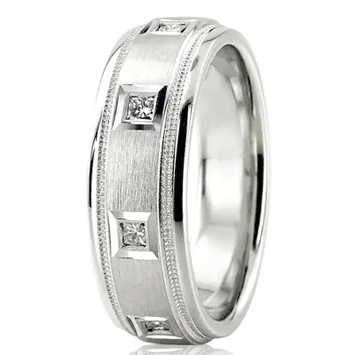 Step Edge Diamond Wedding Band - view 3 of 5