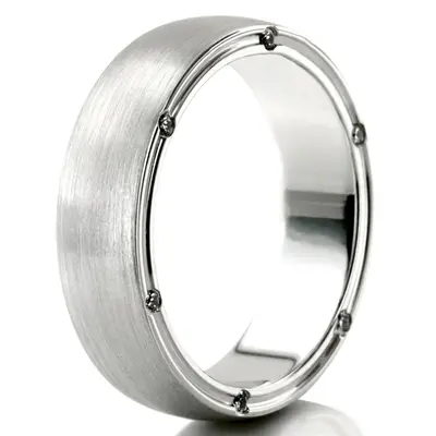 platinum 6mm. satin diamond-round-classic-wedding-band - main view thumbnail