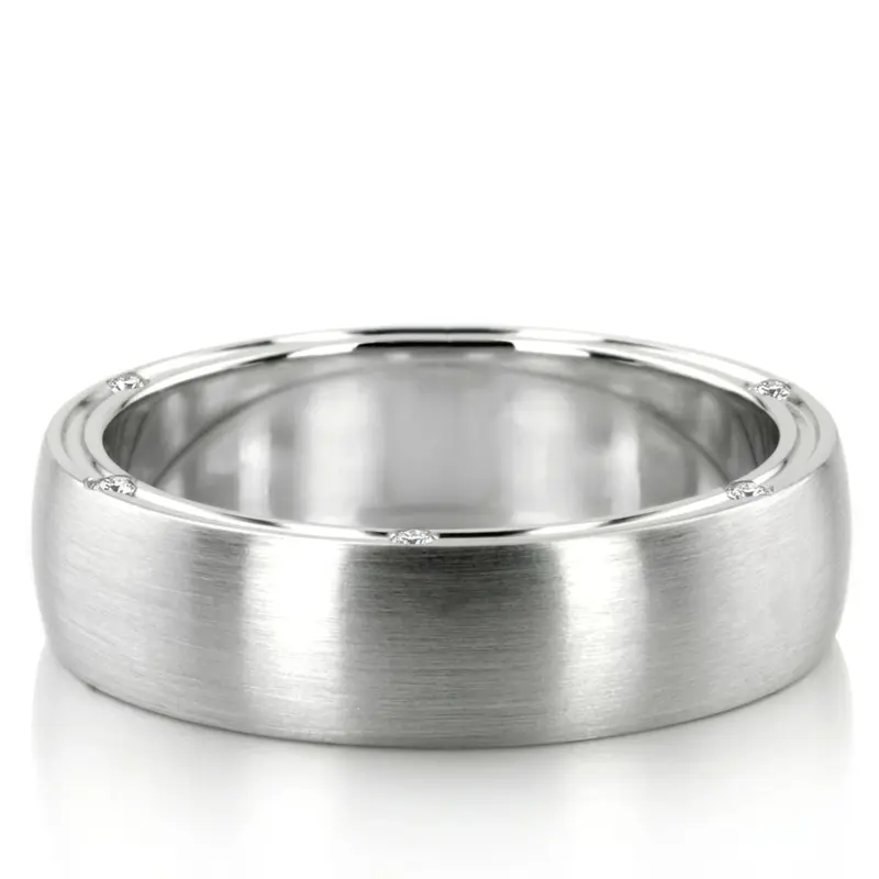 platinum 6mm. satin diamond-round-classic-wedding-band - alternate view 2