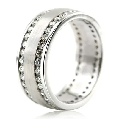 18K white gold 6mm. satin diamond-classic-round-cut-wedding-band - alternate view 6 thumbnail