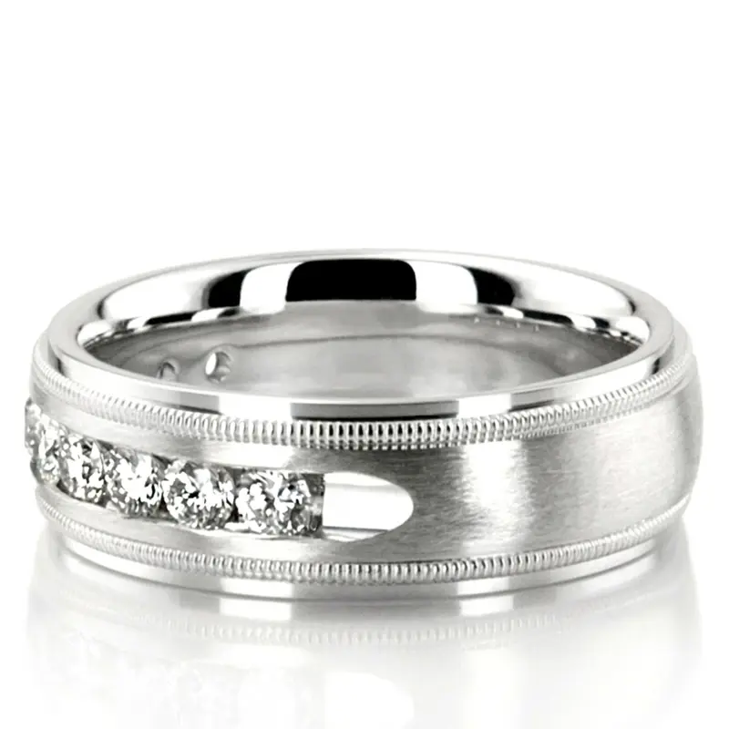 10K white gold 7mm. high polish Milgrain_Channel_Set_Diamond_Wedding_Ring - alternate view 2