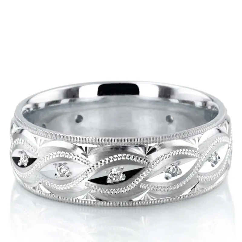platinum 7mm. satin diamond-classic-round-cut-wedding-ring - main view