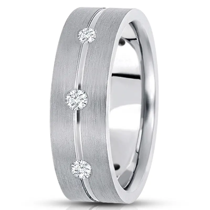 10K white gold 7mm. high polish diamond-classic-round-cut-wedding-band - alternate view 4