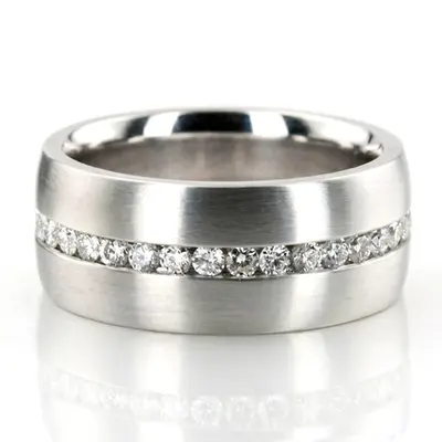 Sturdy Round Cut Diamond Wedding Band