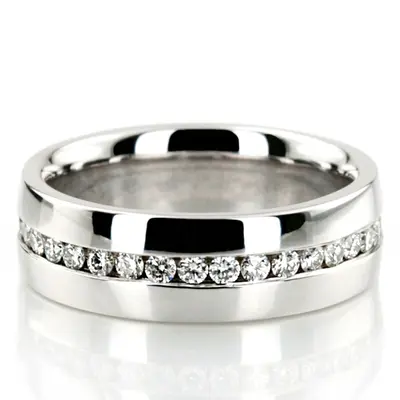 Sturdy Round Cut Diamond Wedding Band - view 3 of 6