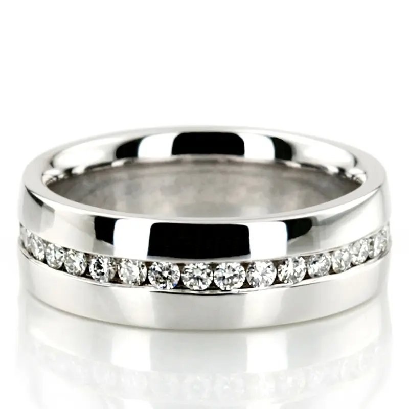 14K white gold 6mm. high polish diamond-classic-round-cut-wedding-band - alternate view 3