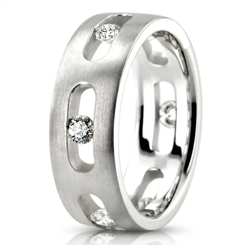 10K white gold 7mm. satin diamond-classic-round-cut-wedding-band - alternate view 3