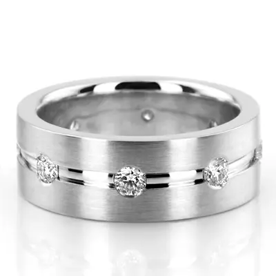Flat Diamond 7mm Wedding Band alternate view