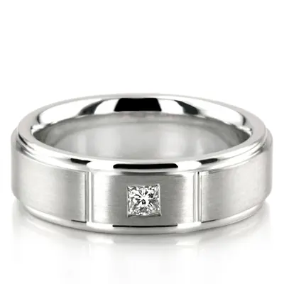 Solitary Step Edge Diamond Wedding Band  - view 1 of 4