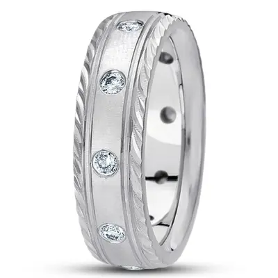 Fancy Edge Classic Diamond Wedding Band  - view 1 of 4