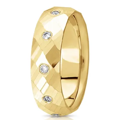 Shiny Grooved Diamond Wedding Ring  - view 2 of 2
