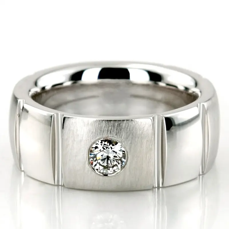 10K white gold 7mm. cross satin diamond-classic-round-wedding-band - main view