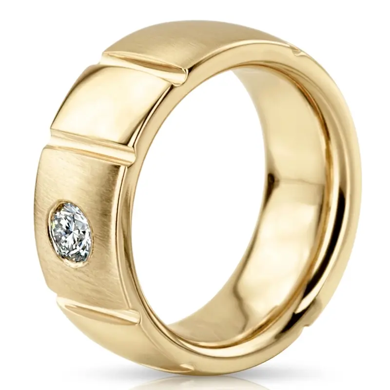 10K yellow gold 7mm. cross satin diamond-classic-round-wedding-band - alternate view 4