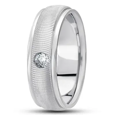 Carved Design Diamond Wedding Ring - view 1 of 4