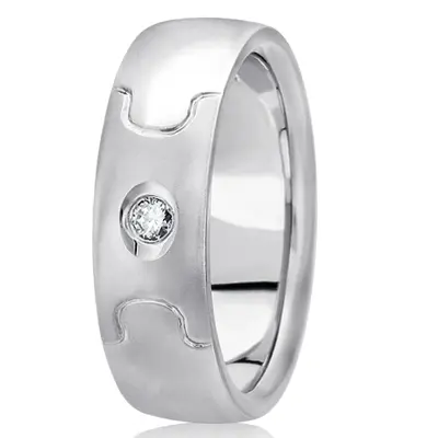 Puzzle Cut Diamond Wedding Band - view 1 of 2