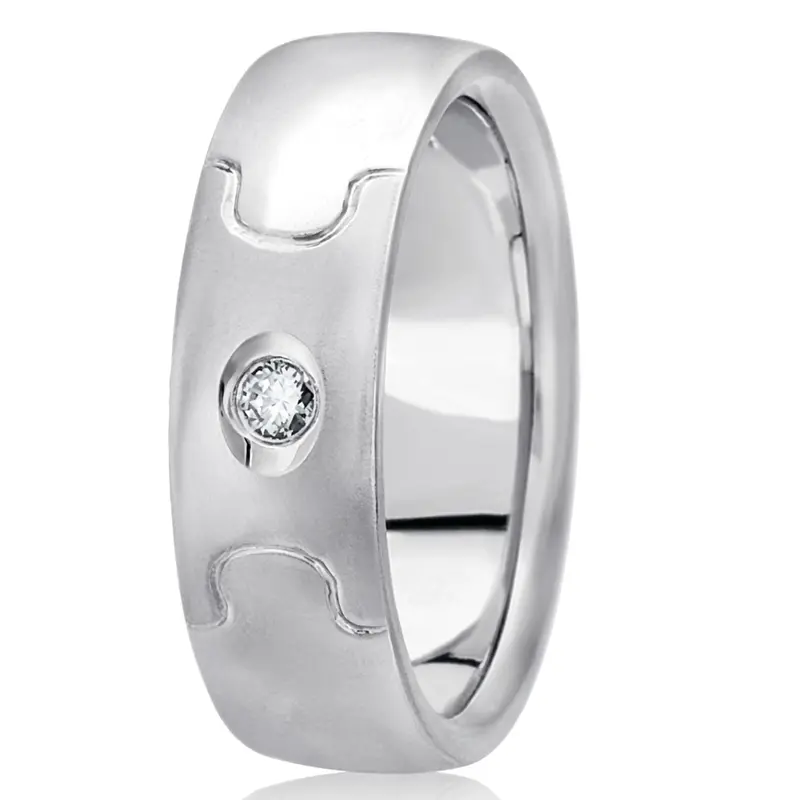 14K white gold 7mm. cross satin diamond-classic-round-wedding-band - main view