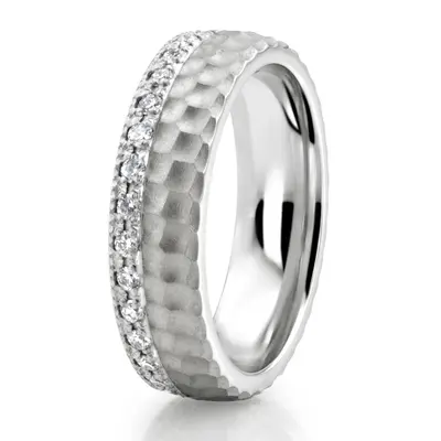 Honeycomb Diamond Wedding Band in Yellow and White Gold - view 4 of 6