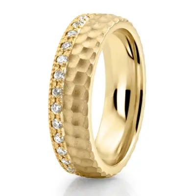 Honeycomb Diamond Wedding Band in Yellow and White Gold - view 5 of 6