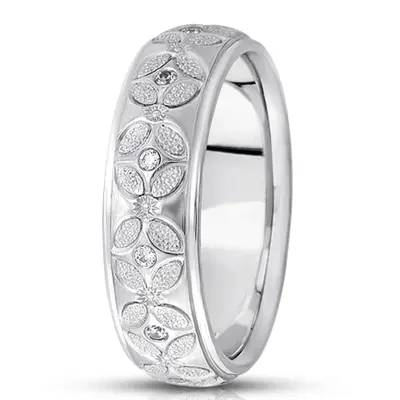 Flower Design Diamond Wedding Ring - view 1 of 2