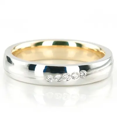 Modern Two Tone Diamond Wedding Ring - view 1 of 2