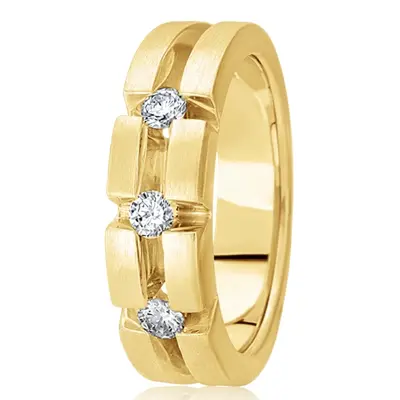 18K yellow gold 7mm. satin round-diamond-classic-wedding-ring - main view thumbnail