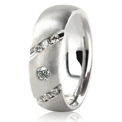 14K white gold 7mm. satin diamond-classic-round-wedding-band - alternate view 3 thumbnail