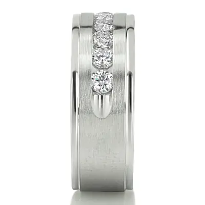 Step Edge Channel Diamond Wedding Ring - view 6 of 6