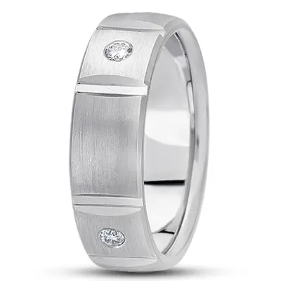 Vertical Cut Diamond Wedding Band  - view 1 of 2