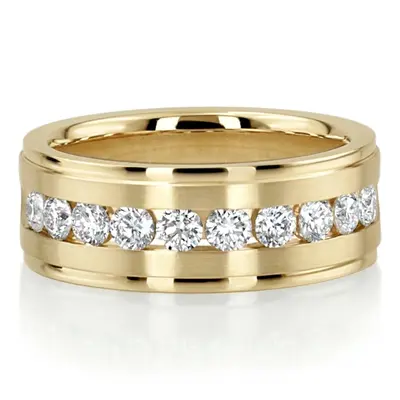 Step Edge Channel Diamond Wedding Ring - view 4 of 6