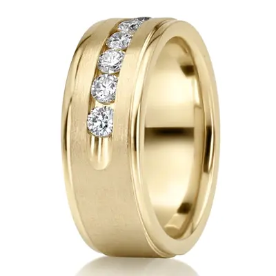 Step Edge Channel Diamond Wedding Ring - view 3 of 6