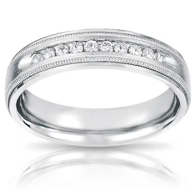Channel Set Milgrain Diamond Wedding Band - view 1 of 2