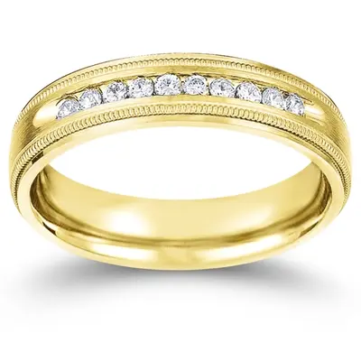 Channel Set Milgrain Diamond Wedding Band - view 2 of 2