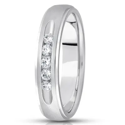 Step Edge Channel Set Diamond 4mm Wedding Band - view 4 of 6