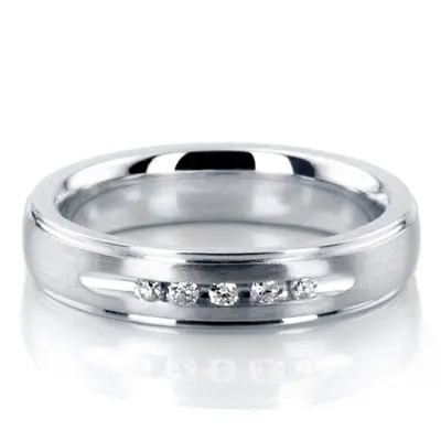 Step Edge Channel Set Diamond 4mm Wedding Band alternate view